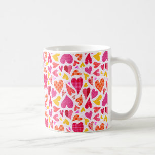 Whimsique Doodle Hearts med Mönster och Struktur Kaffemugg