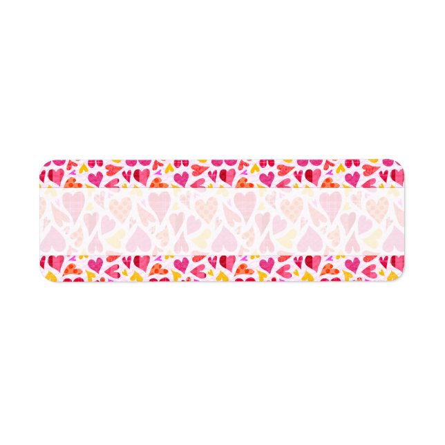 Whimsique Doodle Hearts med Mönster och Struktur Returadress Etikett (Framsidan)