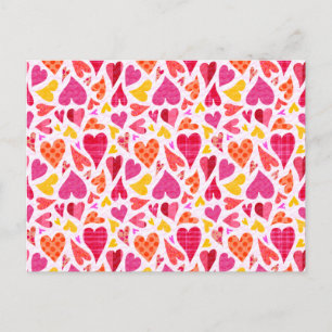 Whimsique Doodle Hearts med Mönster och Struktur Vykort