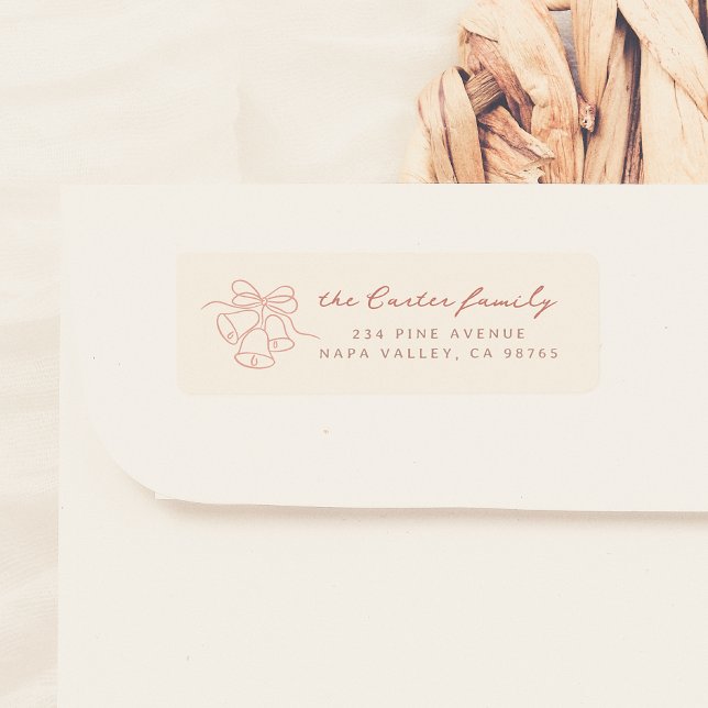 Whimsique Doodle jul-familjen Klockor Namn Returadress Etikett (Skapare uppladdad)