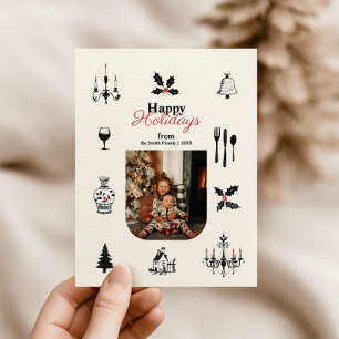 Whimsique Doodles-julfamiljens foto Vykort