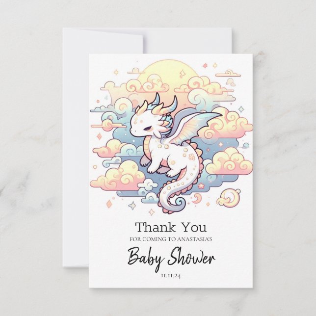 Whimsique Dragon Baby Shower Tack Kort (Framsida)