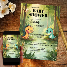 Whimsique Dragon Jungle Baby Shower Inbjudningar