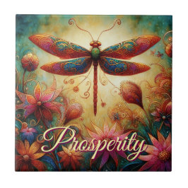 Whimsique Dragonfly Blommigt Abstrakt Art Prosperi Kakelplatta