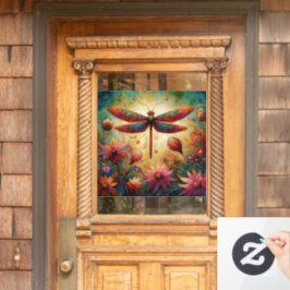 Whimsique Dragonfly Blommigt Abstrakt Art Teal Ros