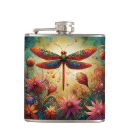 Whimsique Dragonfly Blommigt Abstrakt Art Teal Ros Fickplunta