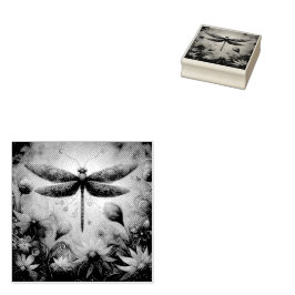 Whimsique Dragonfly Blommigt Abstrakt Art Teal Ros Stämpel