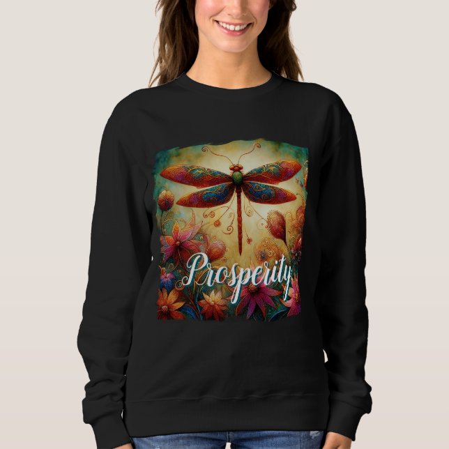 Whimsique Dragonfly Blommigt Abstrakt Prosperity T Shirt (Framsida)