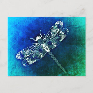 Whimsique Dragonfly Line Teckning TattoArt Vykort