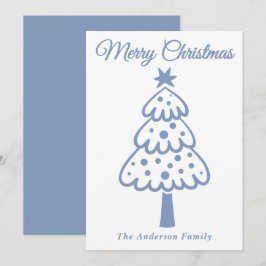 Whimsique Dusty Blue Hand plockade Julgran Julkort