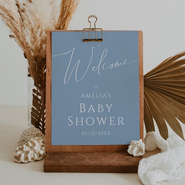 Whimsique Dusty Blue Welcome Baby Shower Sign Poster (Skapare uppladdad)