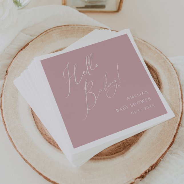 Whimsique Dusty Ro Hej Baby Shower Napkins Pappersservett (Skapare uppladdad)