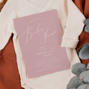Whimsique Dusty Ro Par Baby Shower Inbjudningar