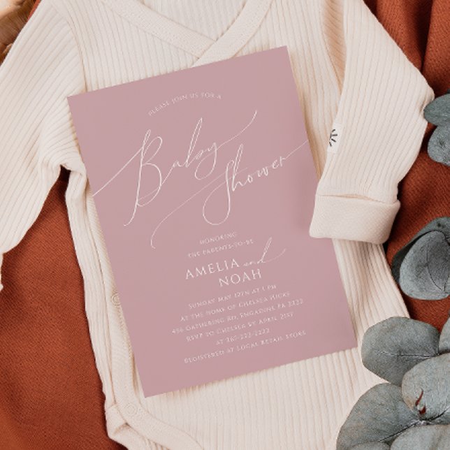 Whimsique Dusty Ro Par Baby Shower Inbjudningar (Skapare uppladdad)