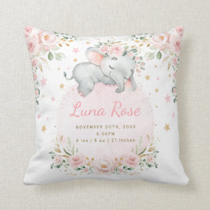 Whimsique Elephant Rosa Blommigt Twinkle Stars Kudde