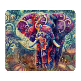 Whimsique Elephant vid Nattblå Lila Stars Måne