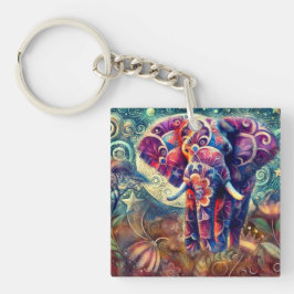 Whimsique Elephant vid Nattblå Lila Stars Måne