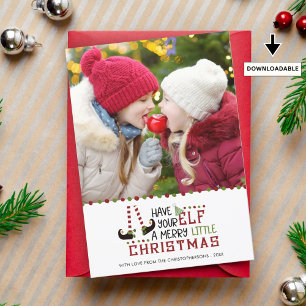 Whimsique Elf Merry Little julfoto Julkort