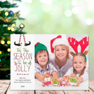 Whimsique Elf SEASON to BE JOLLY Julkort