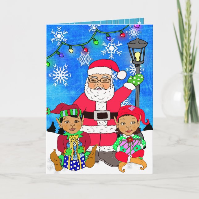 Whimsique Ethnic Santa and Elves jul Kort (Framsida)