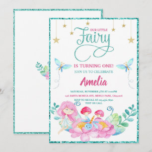 Whimsique Fairy First Magic Birthday Inbjudningar