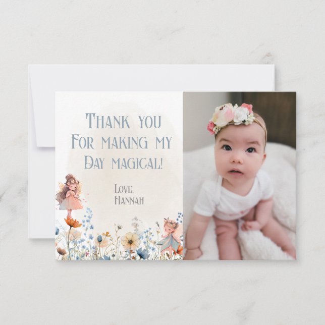 Whimsique Fairy First Magic Birthday Photo Tack Kort (Framsida)