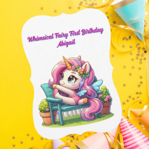 Whimsique Fairy First Unicorn Birthday Hälsning Kort