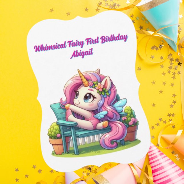Whimsique Fairy First Unicorn Birthday Hälsning Kort (Skapare uppladdad)