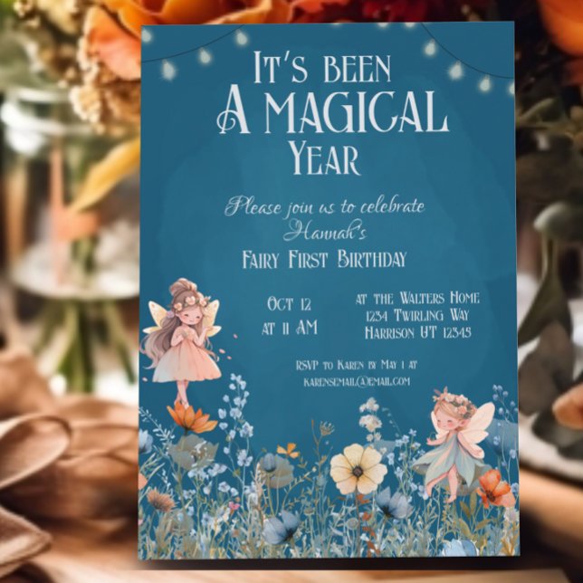 Whimsique Fairy Garden Magic First Birthday Inbjudningar (Skapare uppladdad)