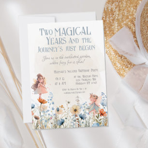 Whimsique Fairy Garden Magic Second Birthday Inbjudningar