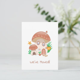 Whimsique Fairy Mushroom House Vi Flyttat Meddelande Vykort