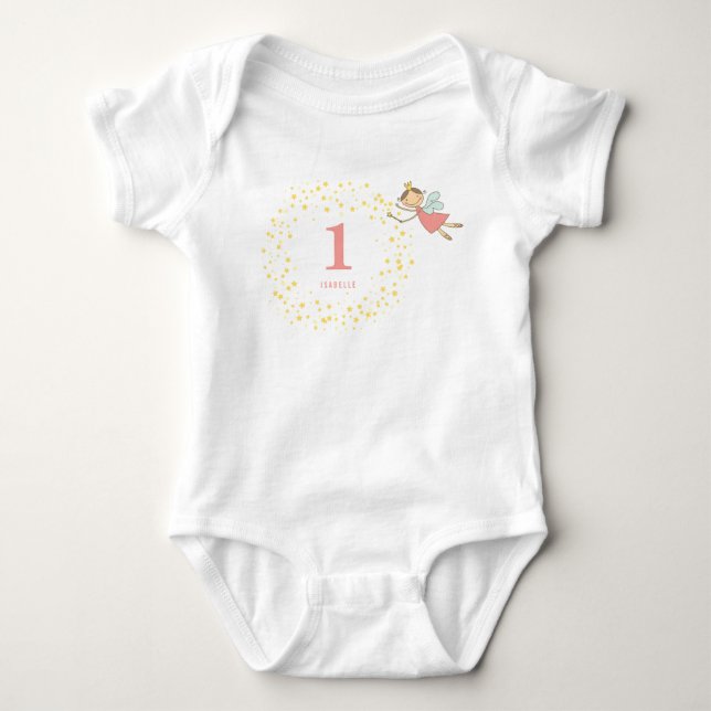 Whimsique Fairy Princess Girl 1a Birthday Party T Shirt (Framsida)