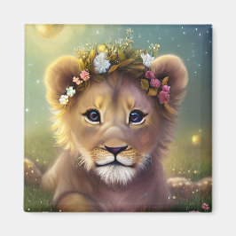 Whimsique Fantasy Cute Kawaii baby lejona unge Magnet