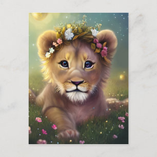 Whimsique Fantasy Cute Kawaii baby lejona unge Vykort