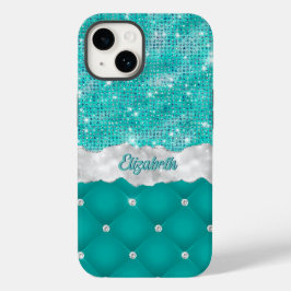 Whimsique Faux Turcoise Teal Glitter Monogram