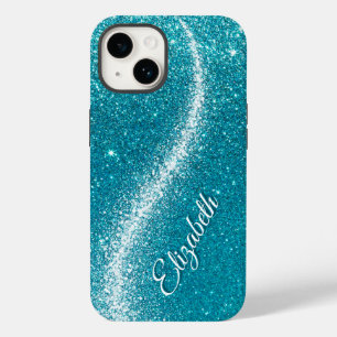 Whimsique Faux Turcoise Teal Glitter Monogram