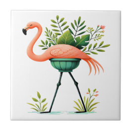 Whimsique FLAMINGO and Plants Kakelplatta