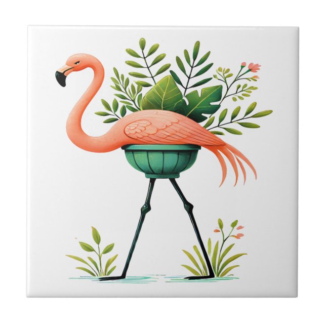 Whimsique FLAMINGO and Plants Kakelplatta (Framsidan)