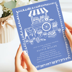 Whimsique Flower Cart Inbjudningskort för möhippan