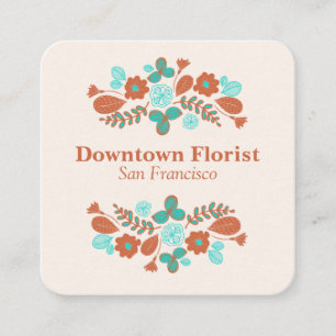 Whimsique Flowers Fyrkantigt Visitkort