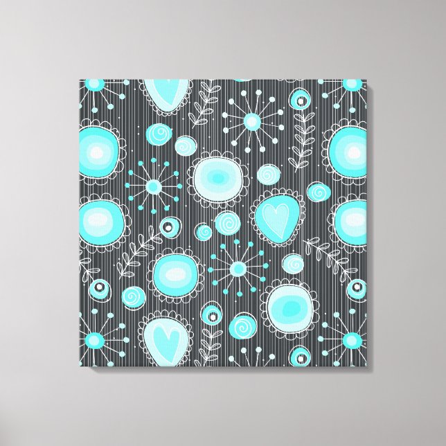 Whimsique Flowers in Turcos Wrapped Canvas (Framsida)
