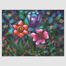 Whimsique Flowers Lila Blue Rosa Decoupage