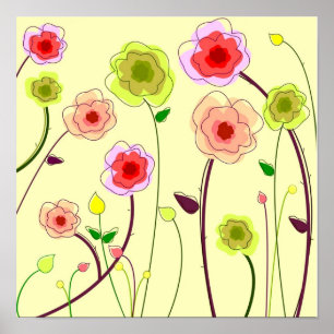 Whimsique Flowers Poster