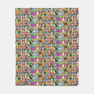 Whimsique Folk Art Stil Tecknad Cats Fleecefilt