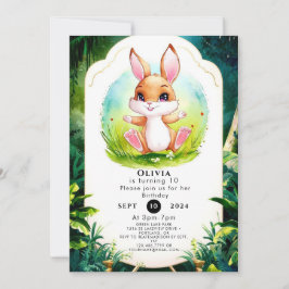 Whimsique Forest Bunny Birthday Inbjudningar