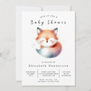 Whimsique Forest Friends Fox Baby Shower Inbjudningar