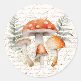Whimsique Forest Mushroom Vintage Farmhouse Runt Klistermärke