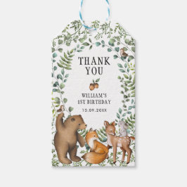 Whimsique Forest Woodland Baby djur Tack G Presentetikett