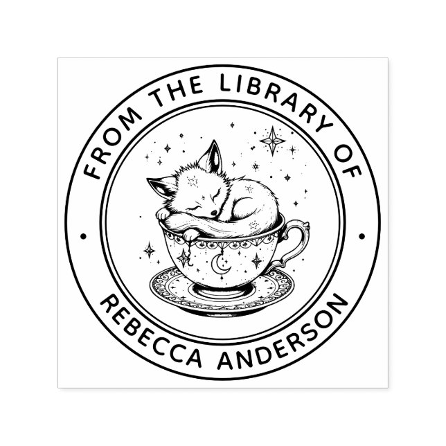 Whimsique Fox Bok Frimärke Självfärgande Stämpel (Design)