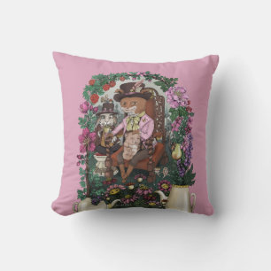 Whimsique Fox Mad Hatter Alice in Wonderland Art Kudde